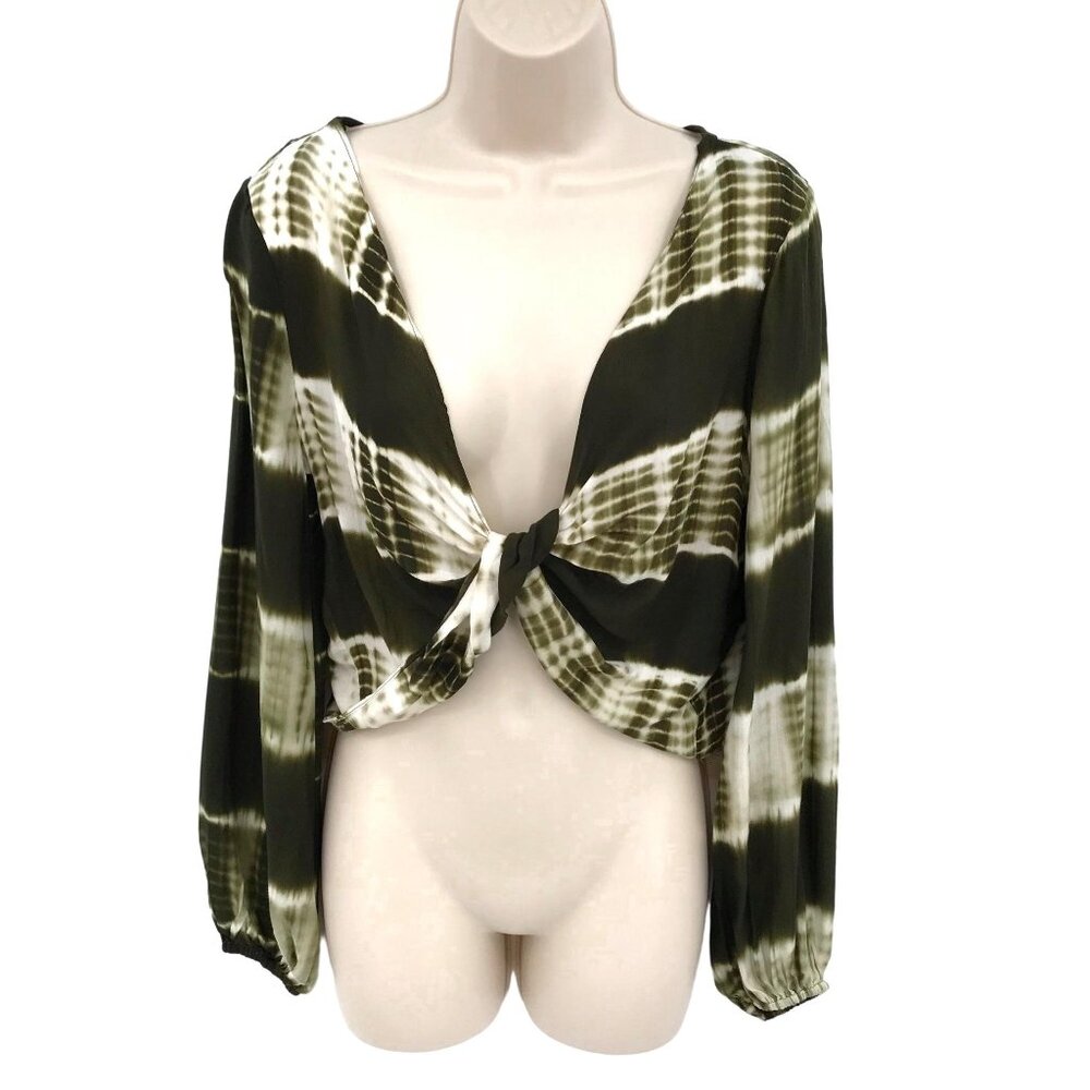 NWT Line & Dot / Anthropologie Womens Tie Dye Twisted Long Sleeve Crop Top Sz S - Picture 3 of 9